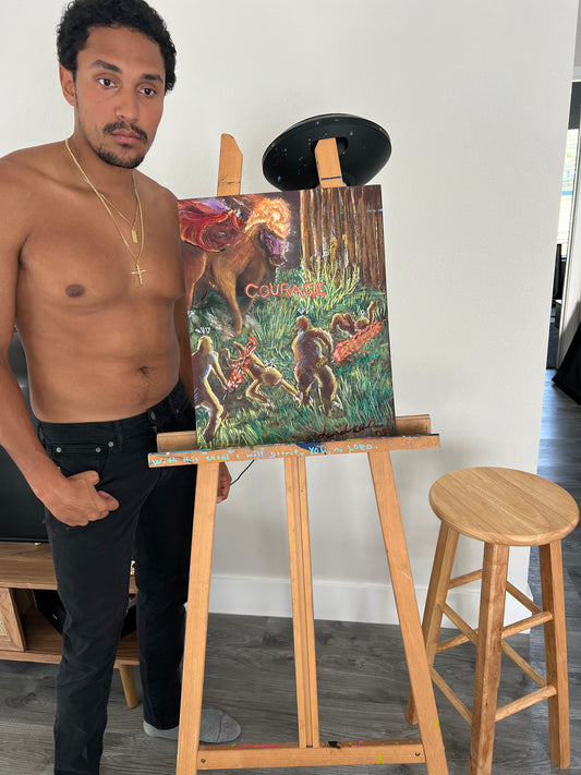 "Courage" original Oil Painting with Pastel