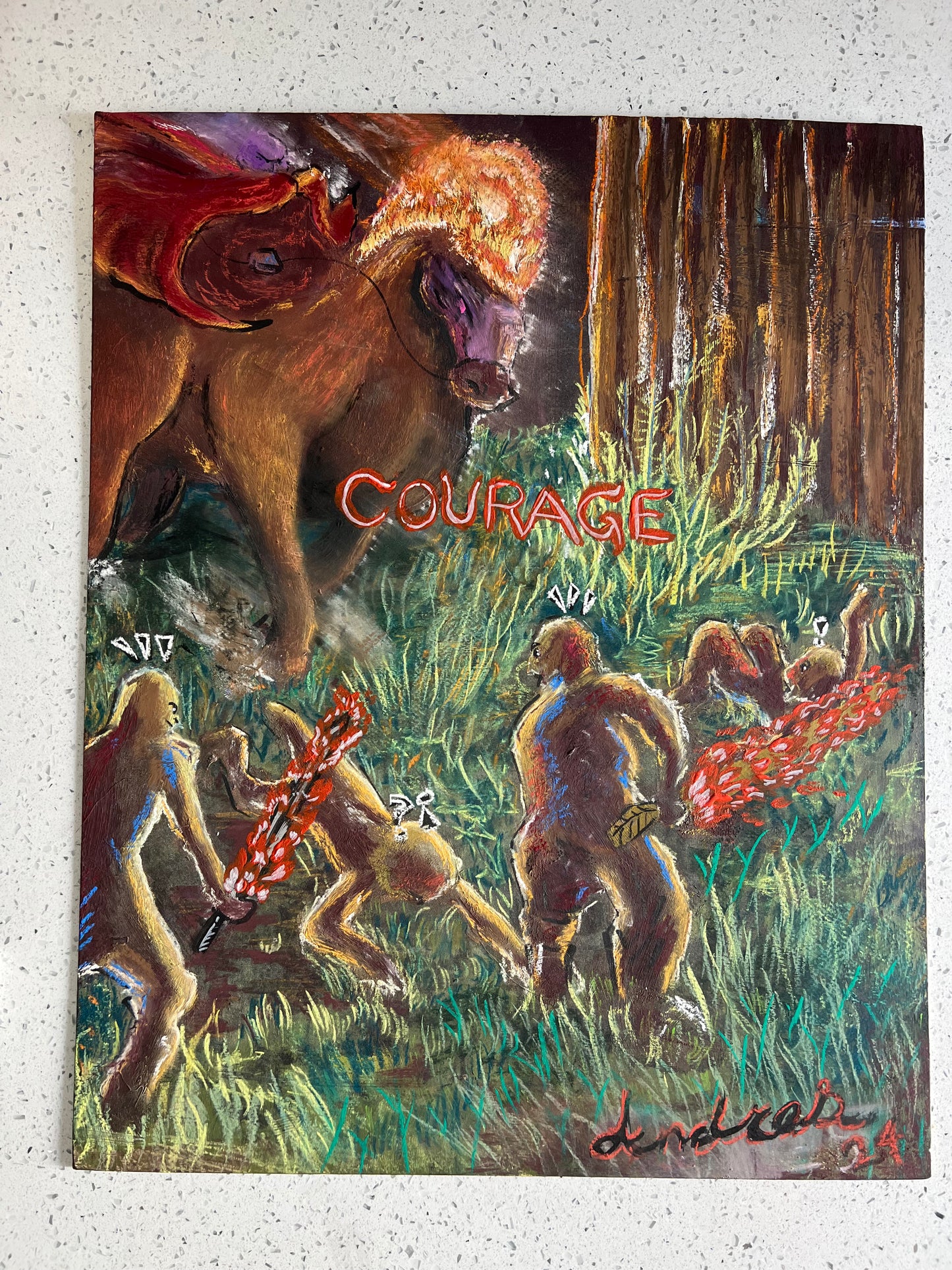 "Courage" original Oil Painting with Pastel