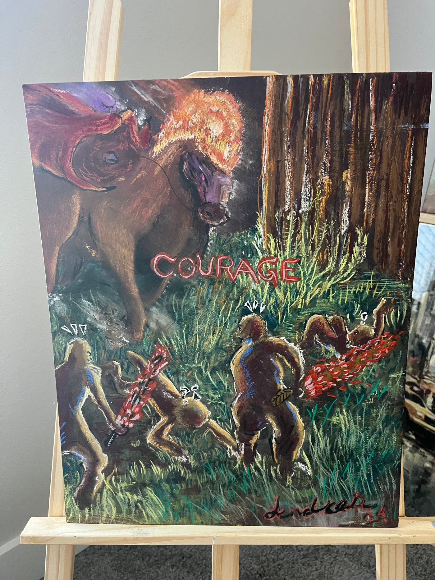 "Courage" original Oil Painting with Pastel