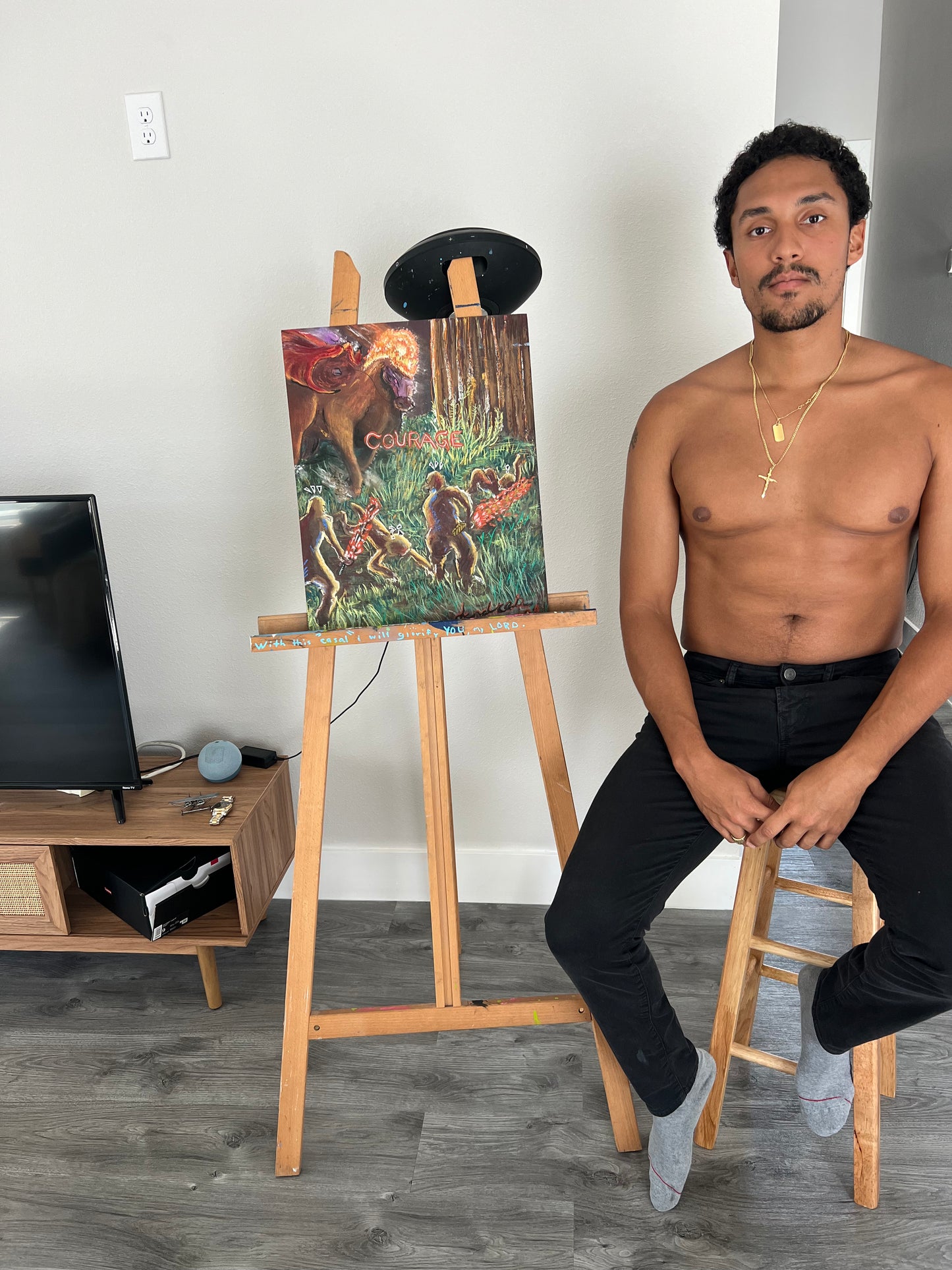 "Courage" original Oil Painting with Pastel