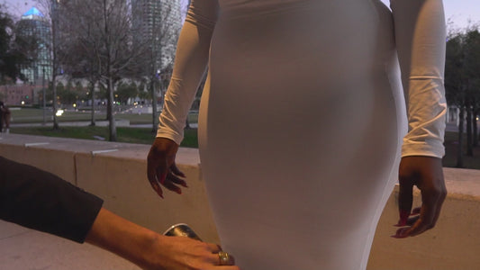 " Live Life with a Passion" ACARRi Spray Painted White Tight Dress